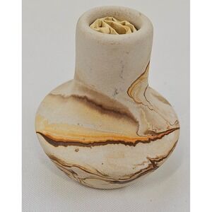Nemadji Earth Pottery Marbled Swirl Vase USA Hand Made Southwestern Decor 3.5in